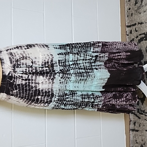 Tiered Gauzy Tie-Dyed Bohemian Hippy Full Maxi Lined Skirt M/L - Picture 2 of 9